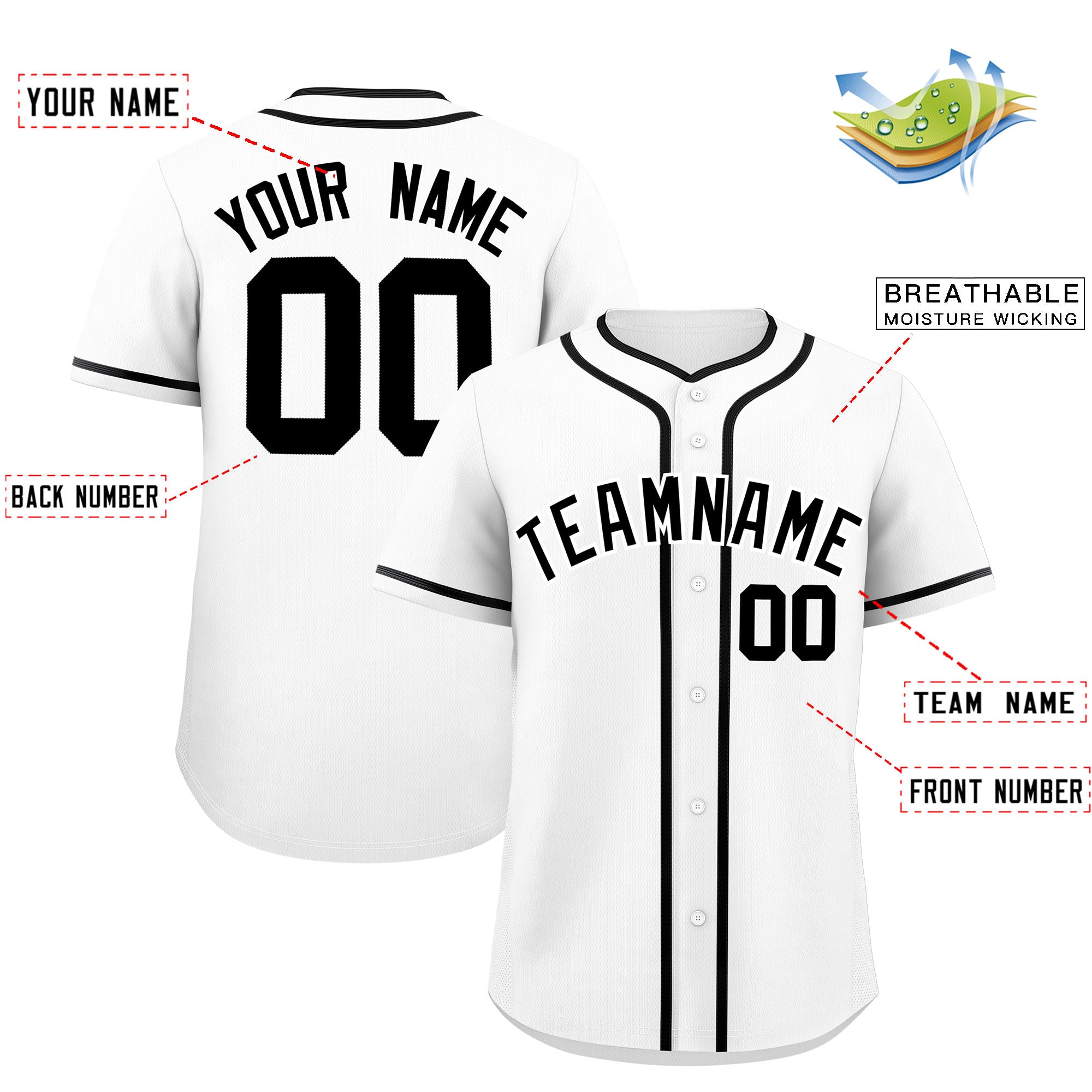 Custom White Black Personalized Classic Authentic Baseball Jersey