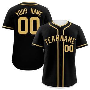 Custom Black Old Gold Personalized Classic Authentic Baseball Jersey