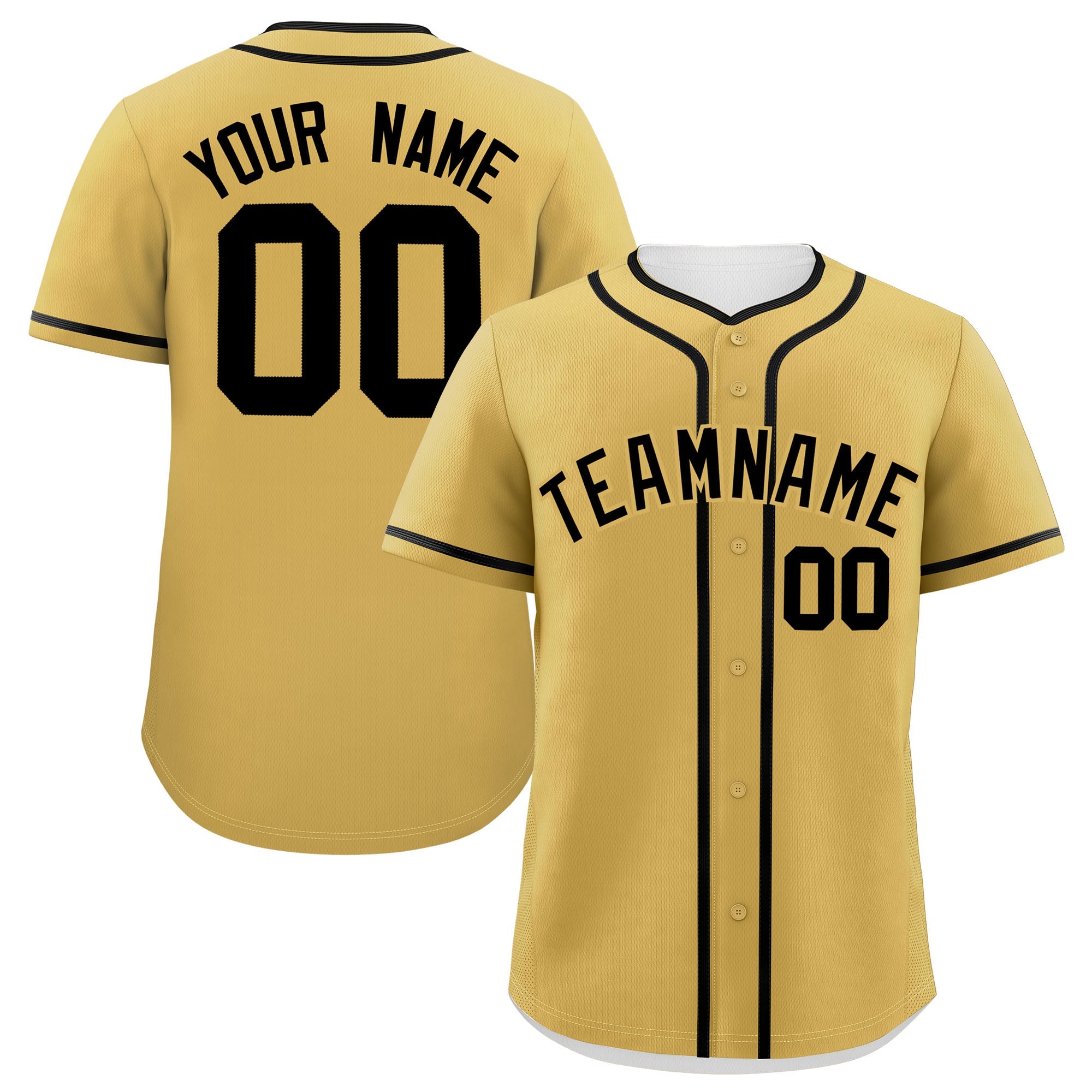 Custom Old Gold Black Personalized Classic Authentic Baseball Jersey