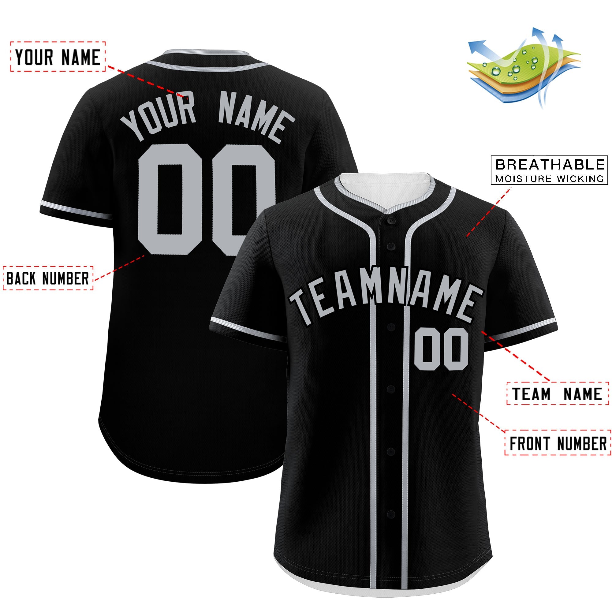 Custom Black Gray Personalized Classic Authentic Baseball Jersey