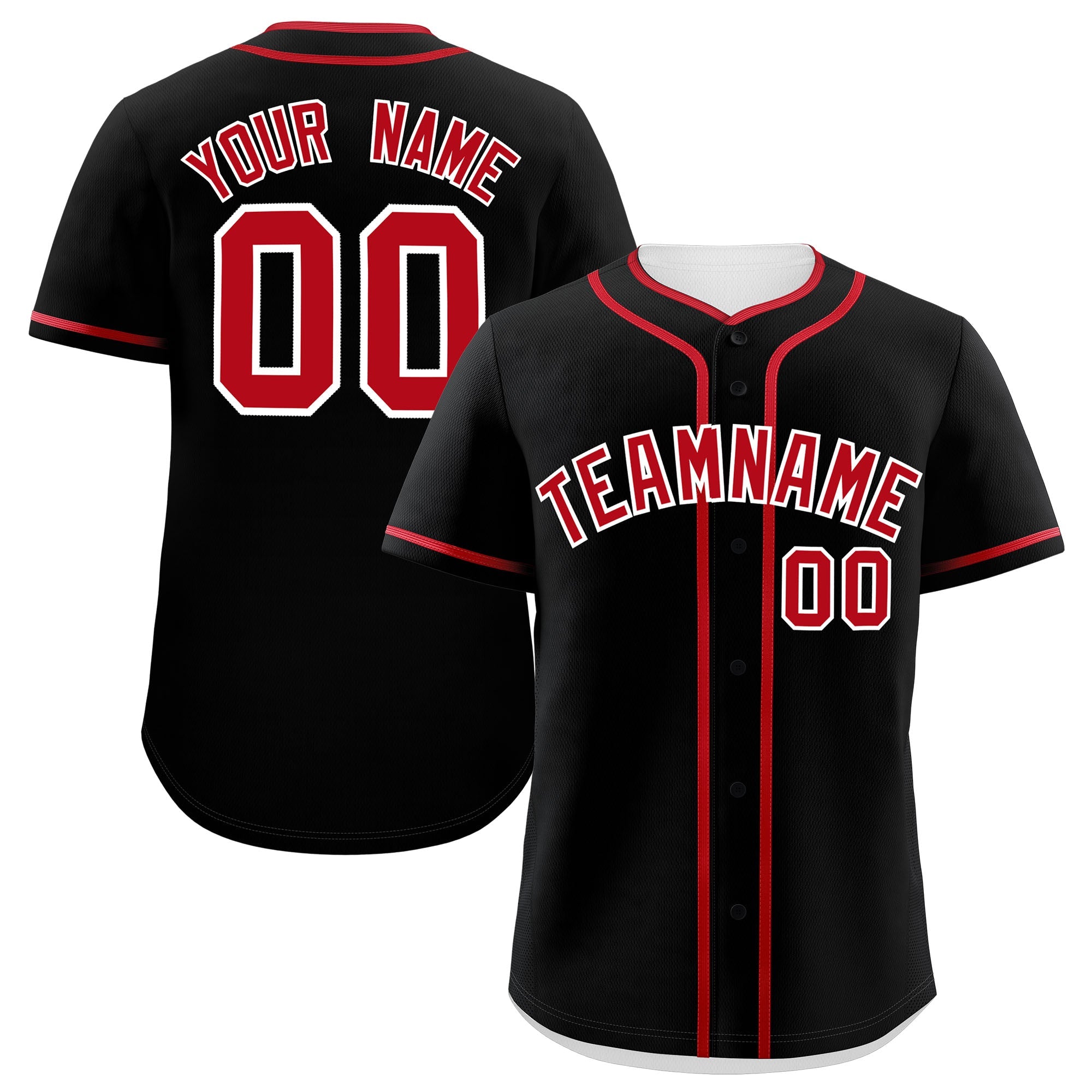 Custom Black Red Personalized Classic Authentic Baseball Jersey