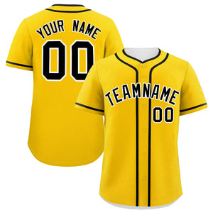 Custom Gold Black Personalized Classic Authentic Baseball Jersey