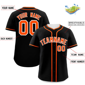 Custom Black Orange Personalized Classic Authentic Baseball Jersey