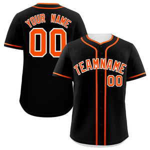 Custom Black Orange Personalized Classic Authentic Baseball Jersey