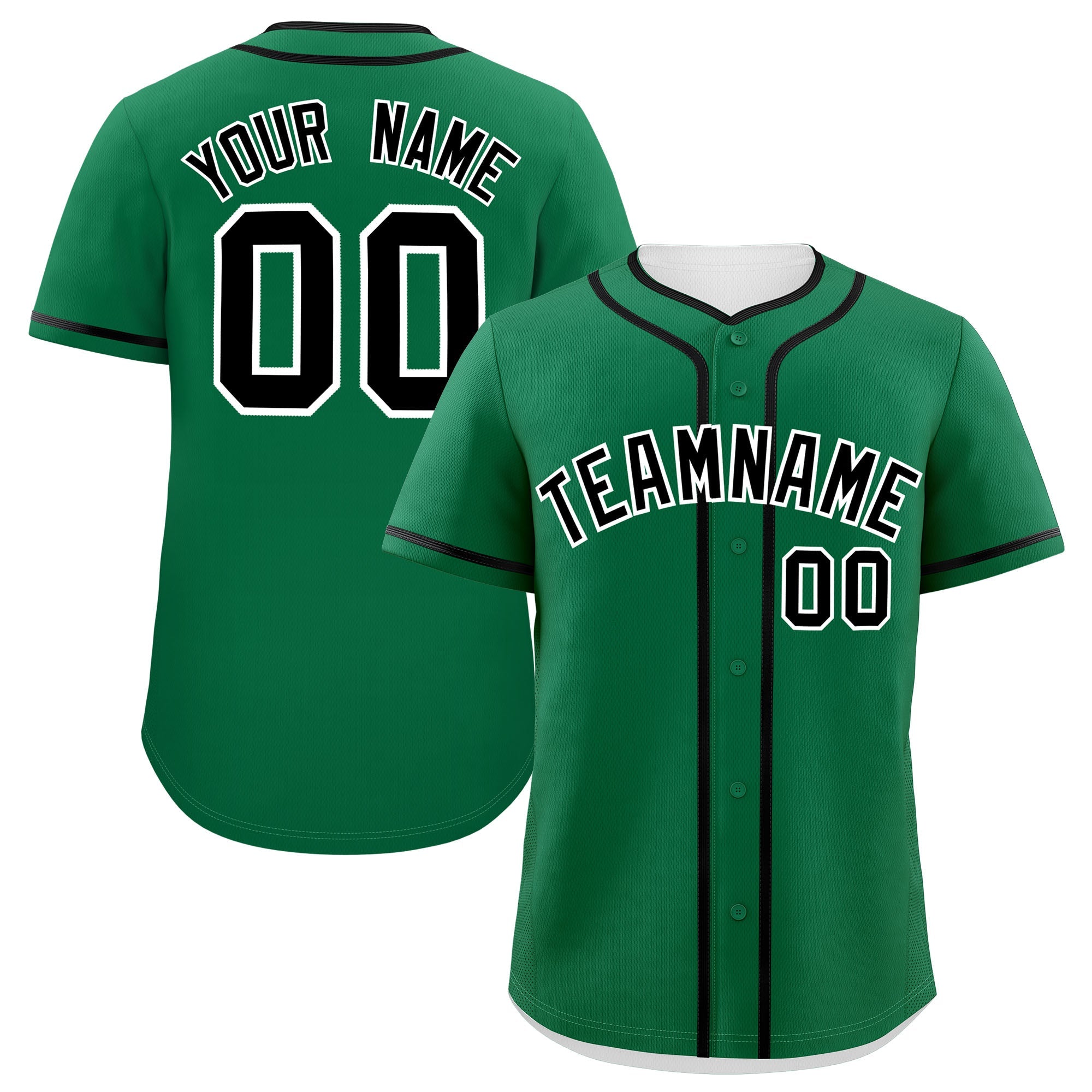 Custom Kelly Green Black Personalized Classic Authentic Baseball Jersey