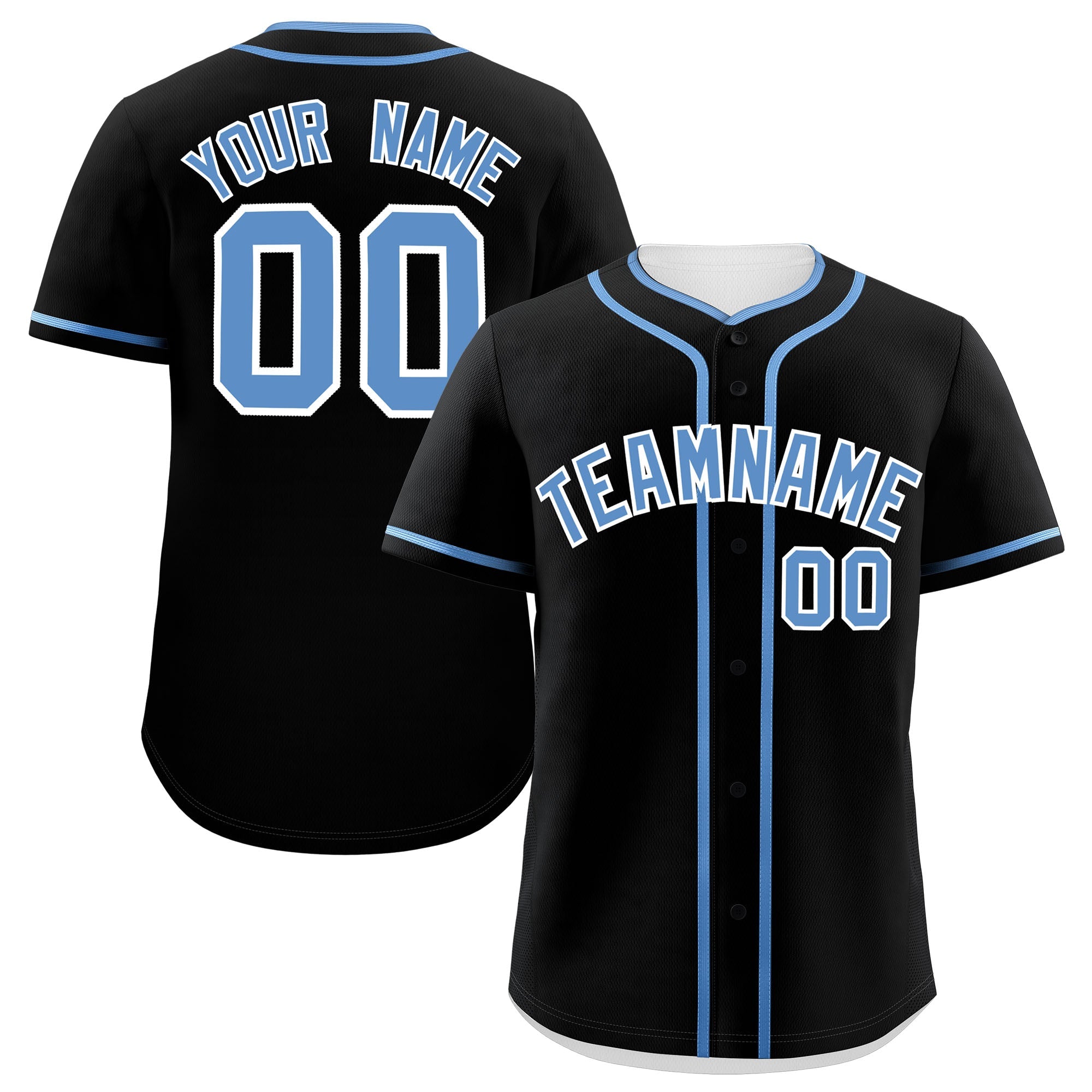 Custom Black Light Blue Personalized Classic Authentic Baseball Jersey