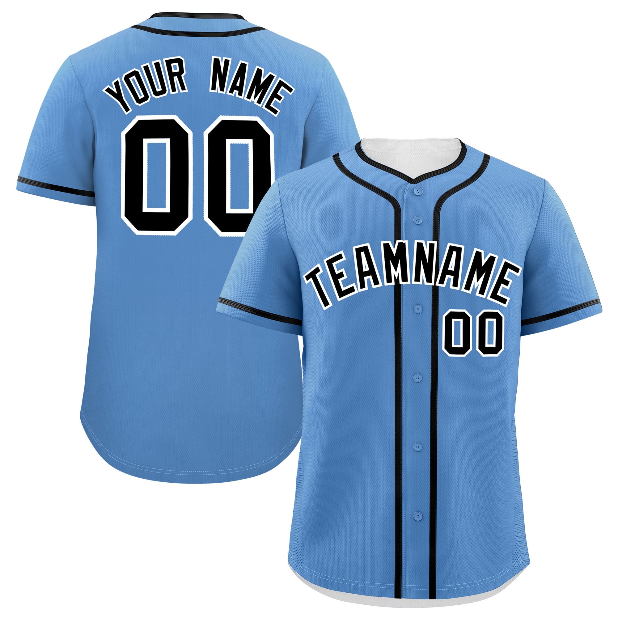 Custom Light Blue Black Personalized Classic Authentic Baseball Jersey