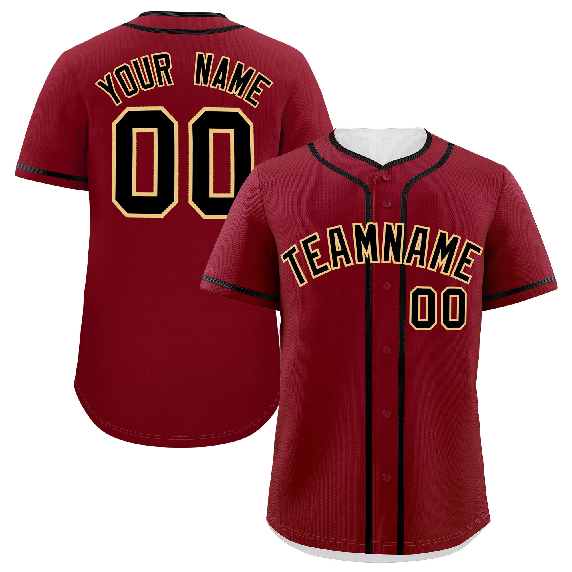 Custom Crimson Black Personalized Classic Authentic Baseball Jersey