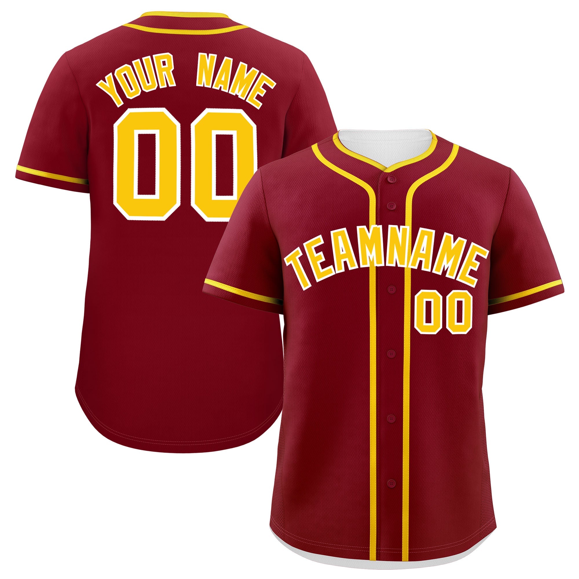 Custom Crimson Gold Personalized Classic Authentic Baseball Jersey