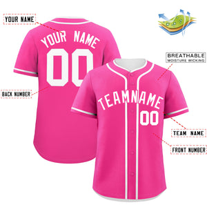 Custom Pink White Personalized Classic Authentic Baseball Jersey