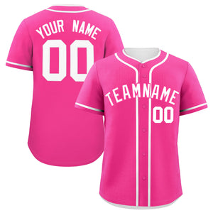 Custom Pink White Personalized Classic Authentic Baseball Jersey