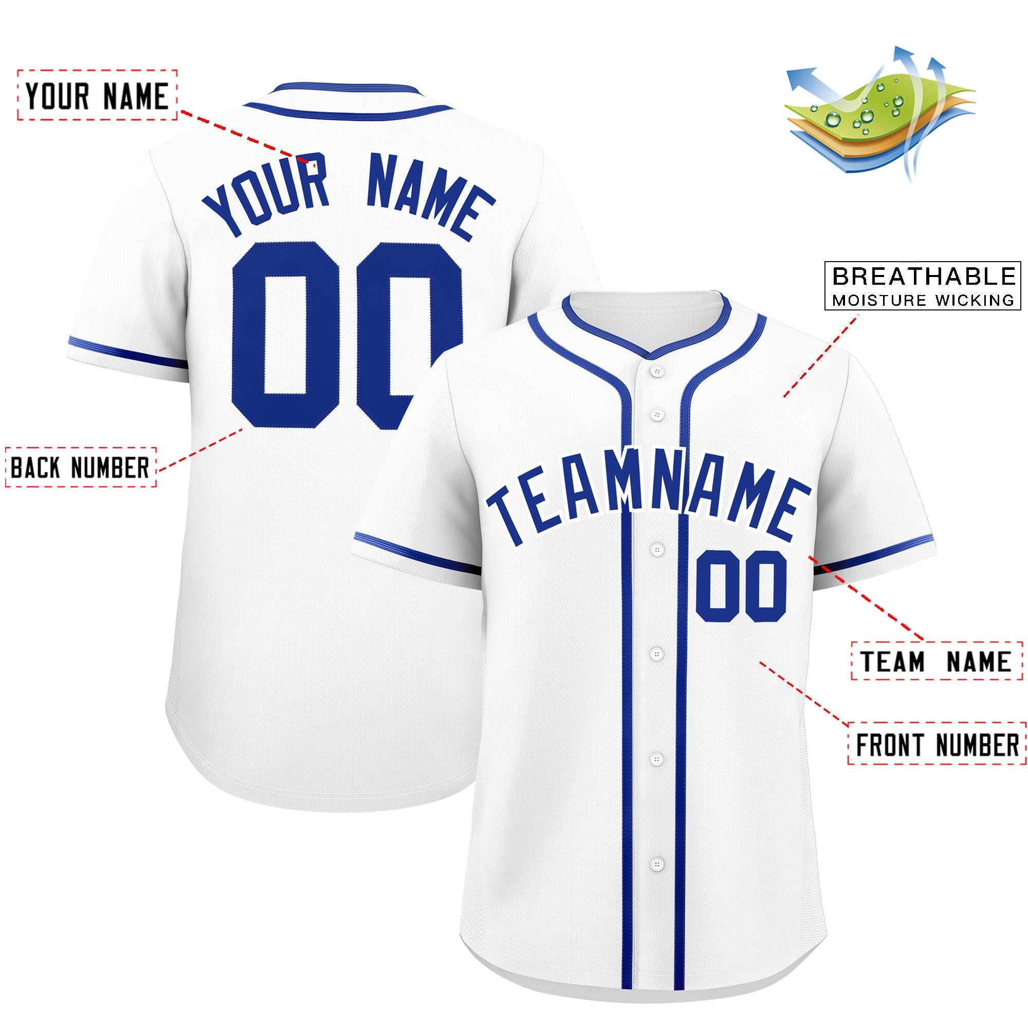 Custom White Royal Personalized Classic Authentic Baseball Jersey