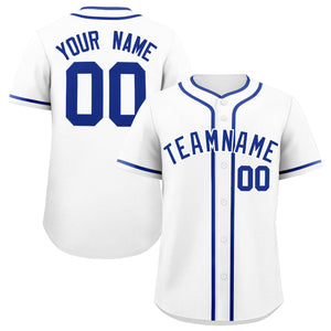 Custom White Royal Personalized Classic Authentic Baseball Jersey