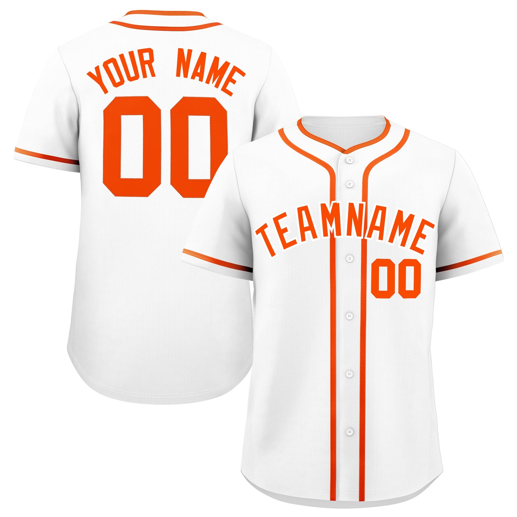 Custom White Orange Personalized Classic Authentic Baseball Jersey