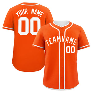 Custom Orange White Personalized Classic Authentic Baseball Jersey