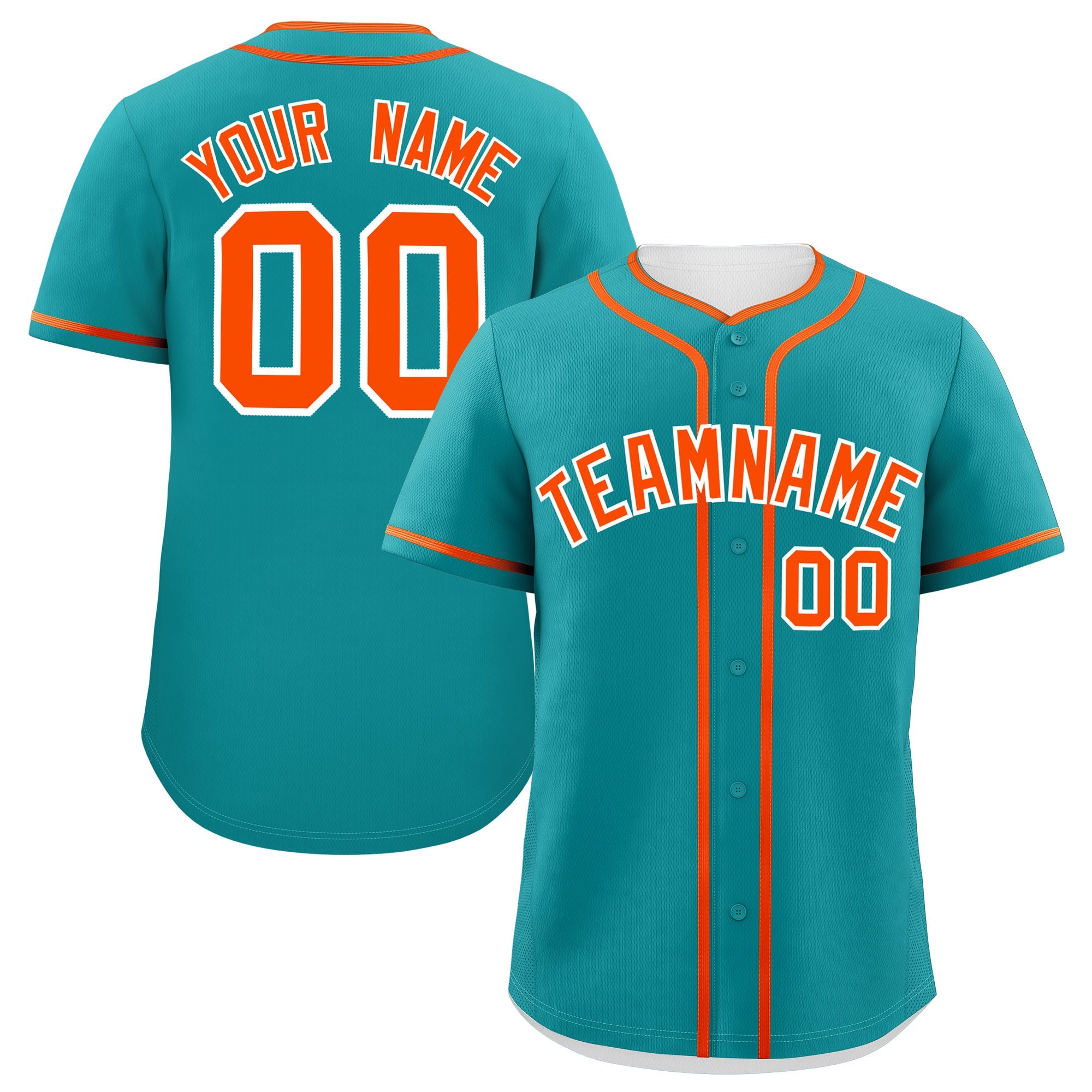 Custom Aqua Orange Personalized Classic Authentic Baseball Jersey