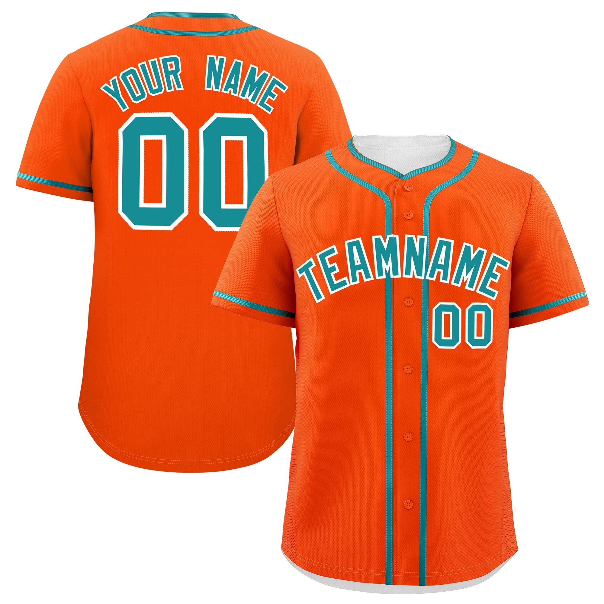 Custom Orange Aqua Personalized Classic Authentic Baseball Jersey