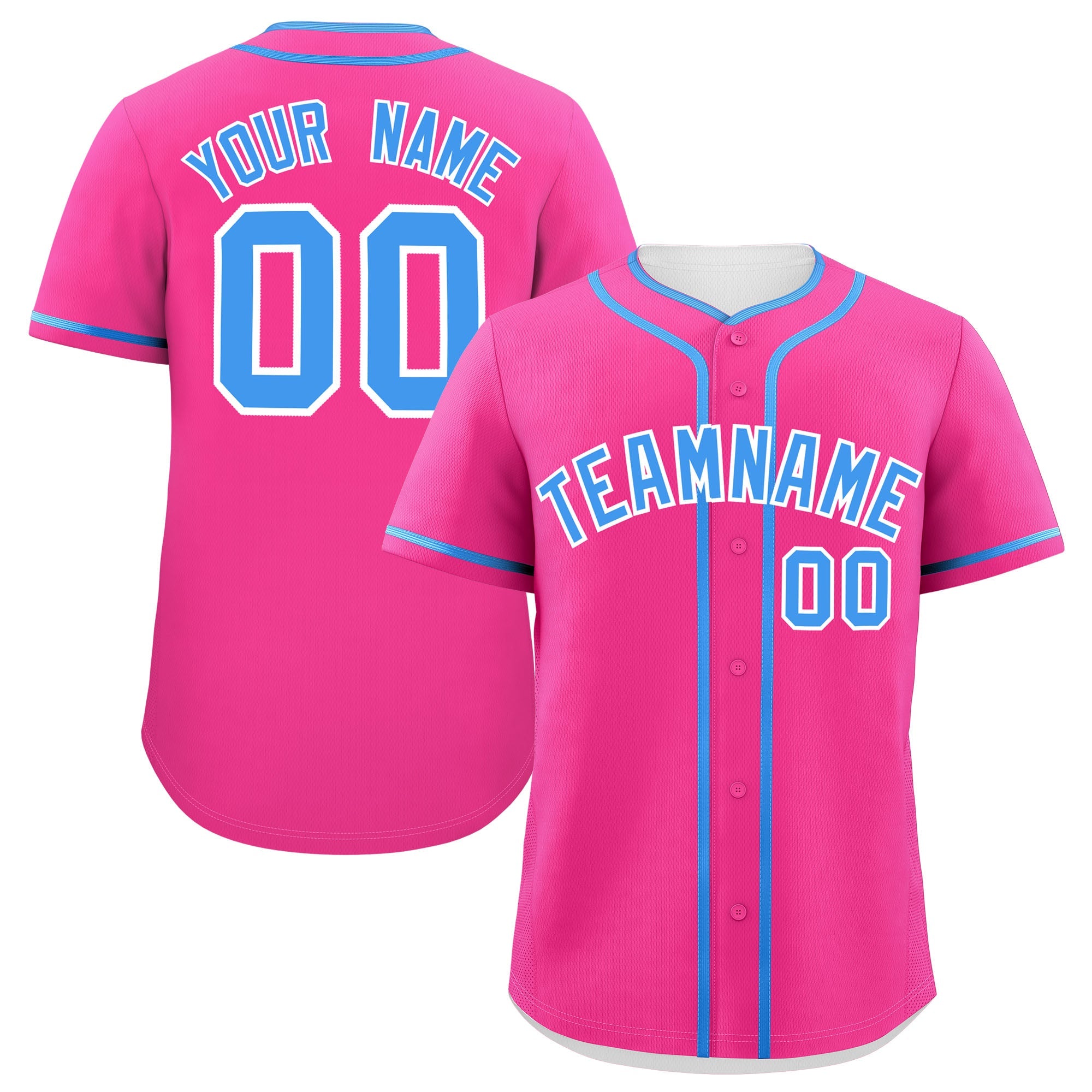 Custom Pink Powder Blue Personalized Classic Authentic Baseball Jersey