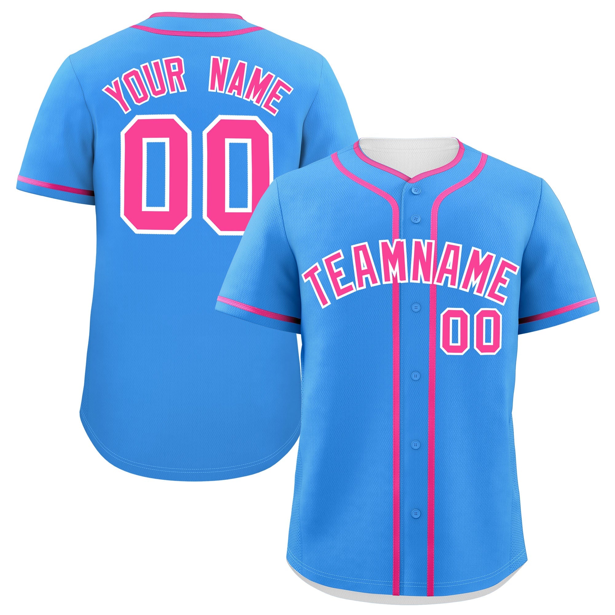 Custom Powder Blue Pink Personalized Classic Authentic Baseball Jersey