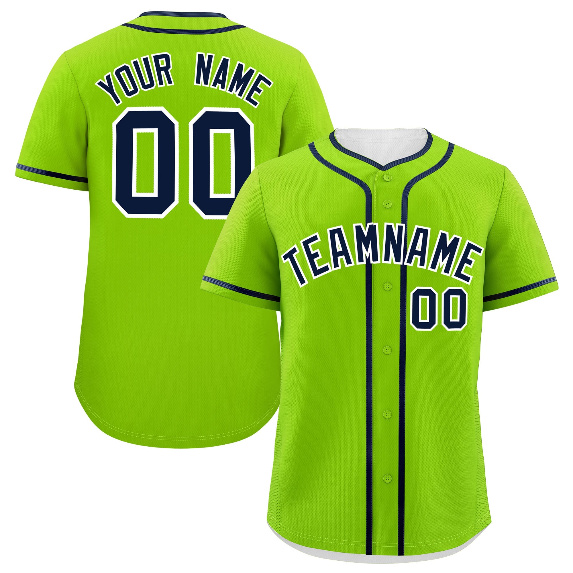 Custom Neon Green Navy Personalized Classic Authentic Baseball Jersey