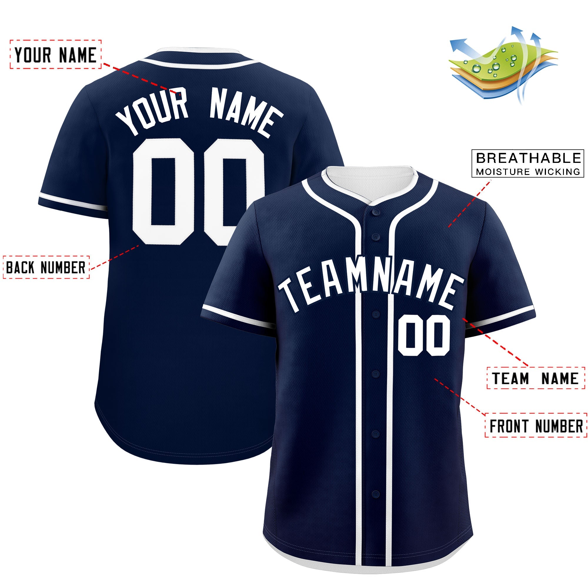 Custom Navy White Personalized Classic Authentic Baseball Jersey