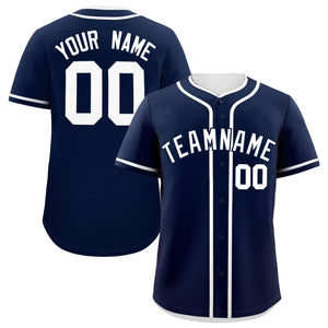 Custom Navy White Personalized Classic Authentic Baseball Jersey