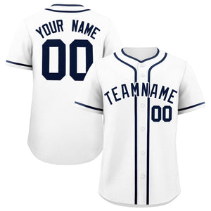 Custom White Navy Personalized Classic Authentic Baseball Jersey