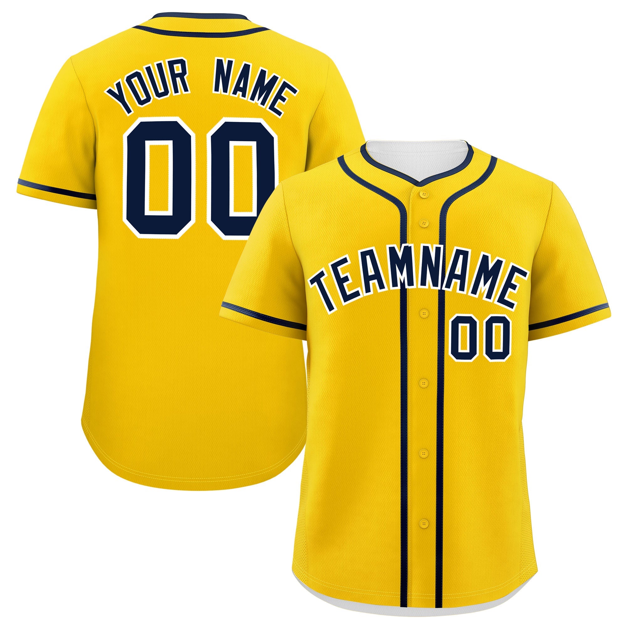 Custom Gold Navy Personalized Classic Authentic Baseball Jersey