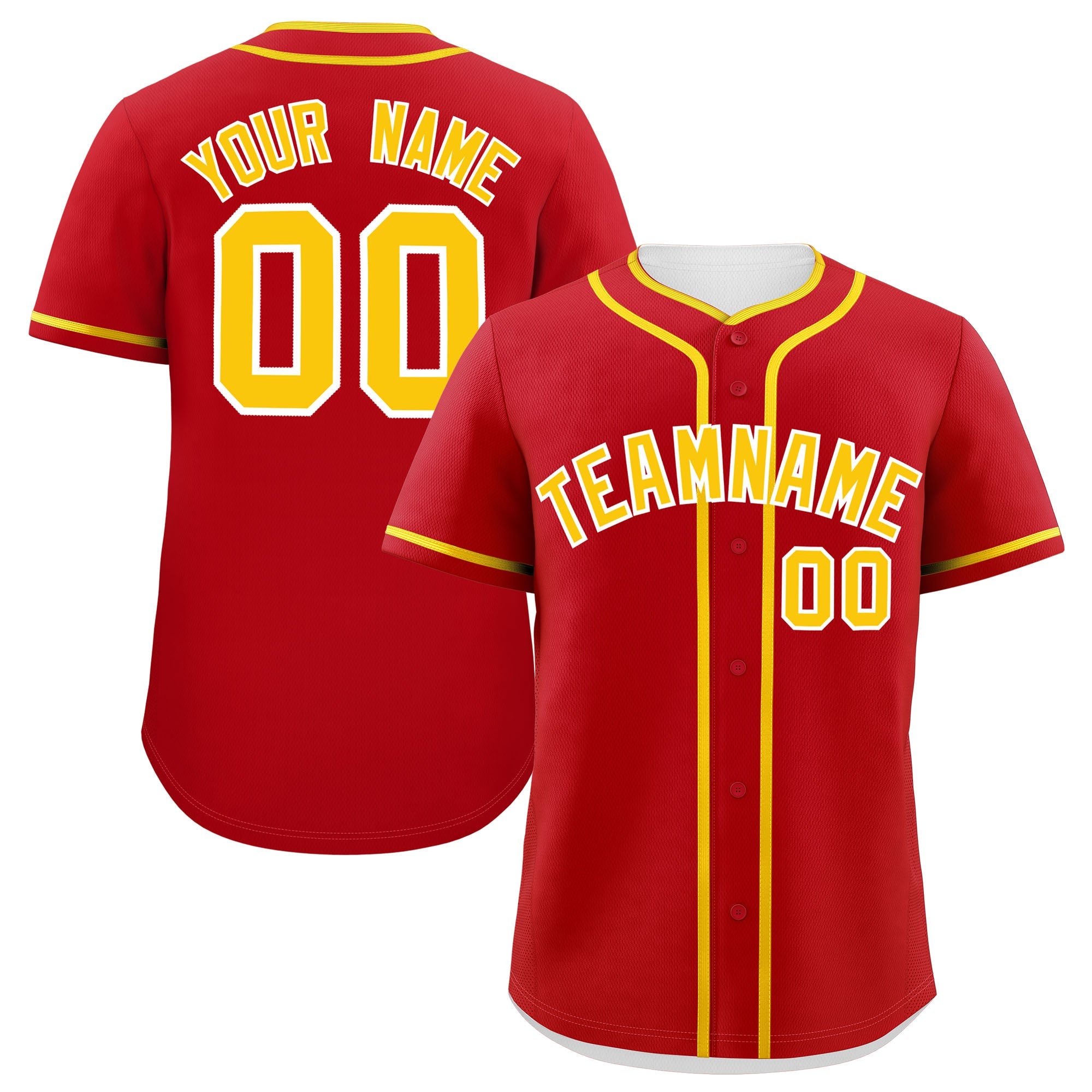 Custom Red Gold Personalized Classic Authentic Baseball Jersey