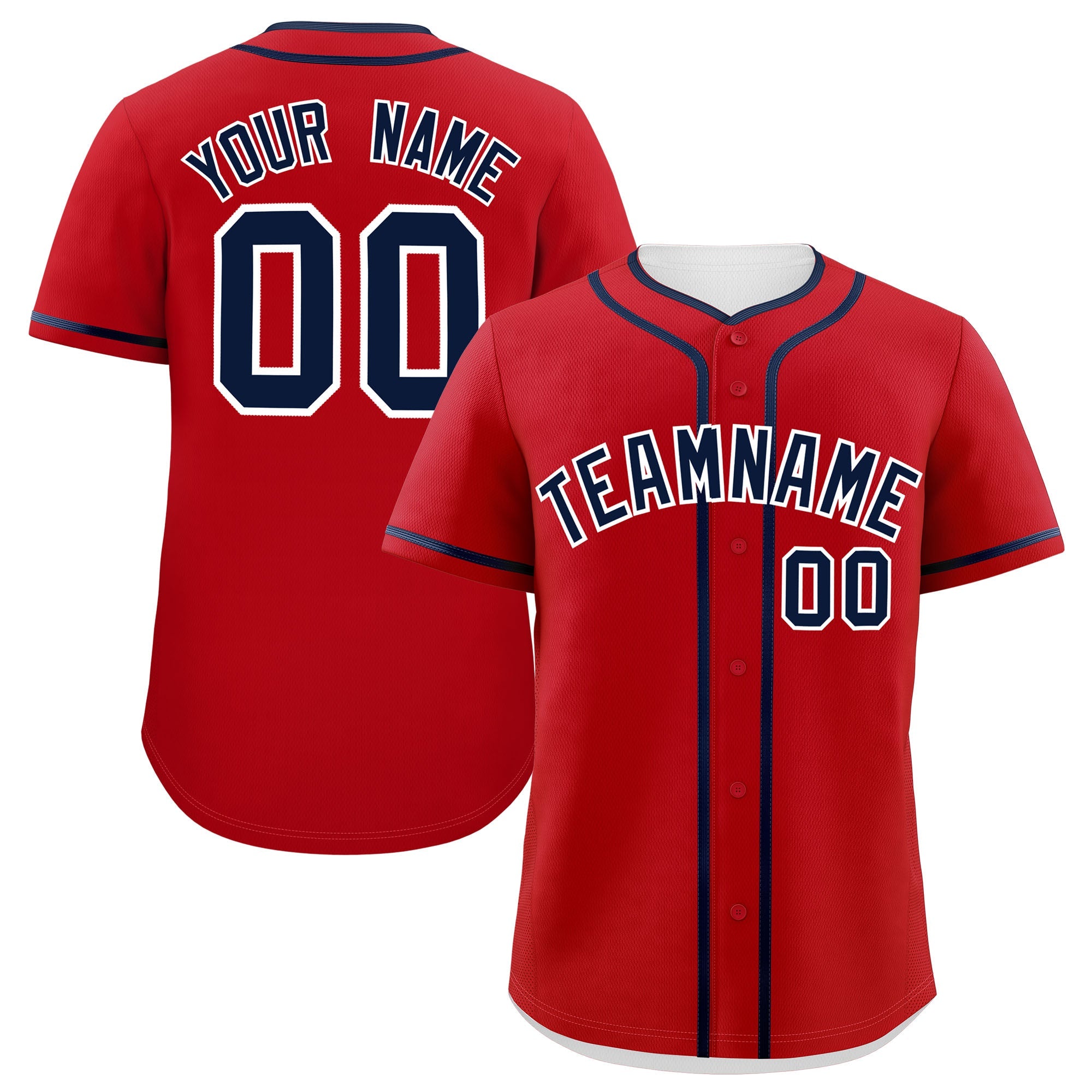 Custom Red Navy Personalized Classic Authentic Baseball Jersey