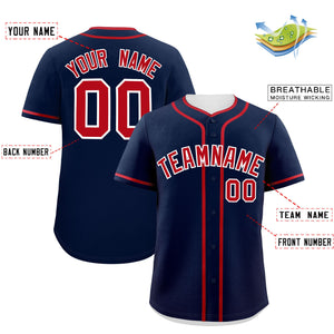 Custom Navy Red Personalized Classic Authentic Baseball Jersey