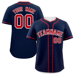 Custom Navy Red Personalized Classic Authentic Baseball Jersey