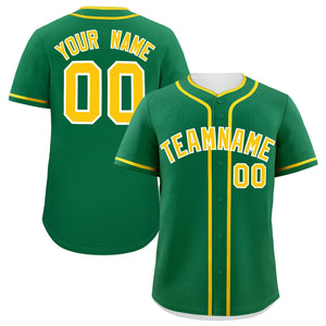 Custom Kelly Green Gold Personalized Classic Authentic Baseball Jersey