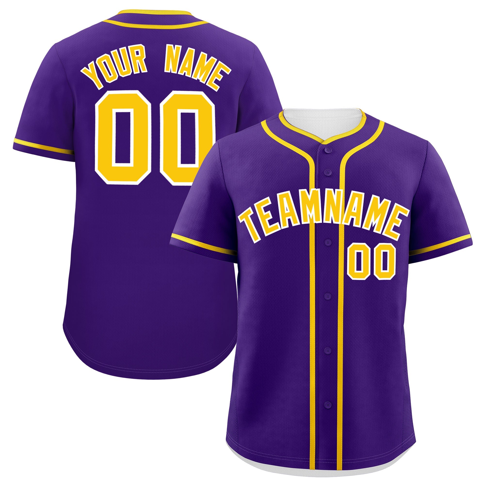 Custom Purple Gold Personalized Classic Authentic Baseball Jersey