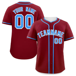 Custom Crimson Powder Blue Personalized Classic Authentic Baseball Jersey