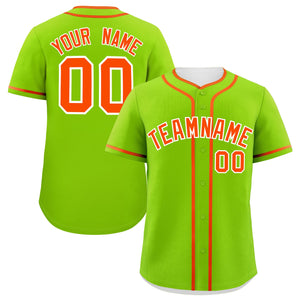 Custom Neon Green Orange Personalized Classic Authentic Baseball Jersey