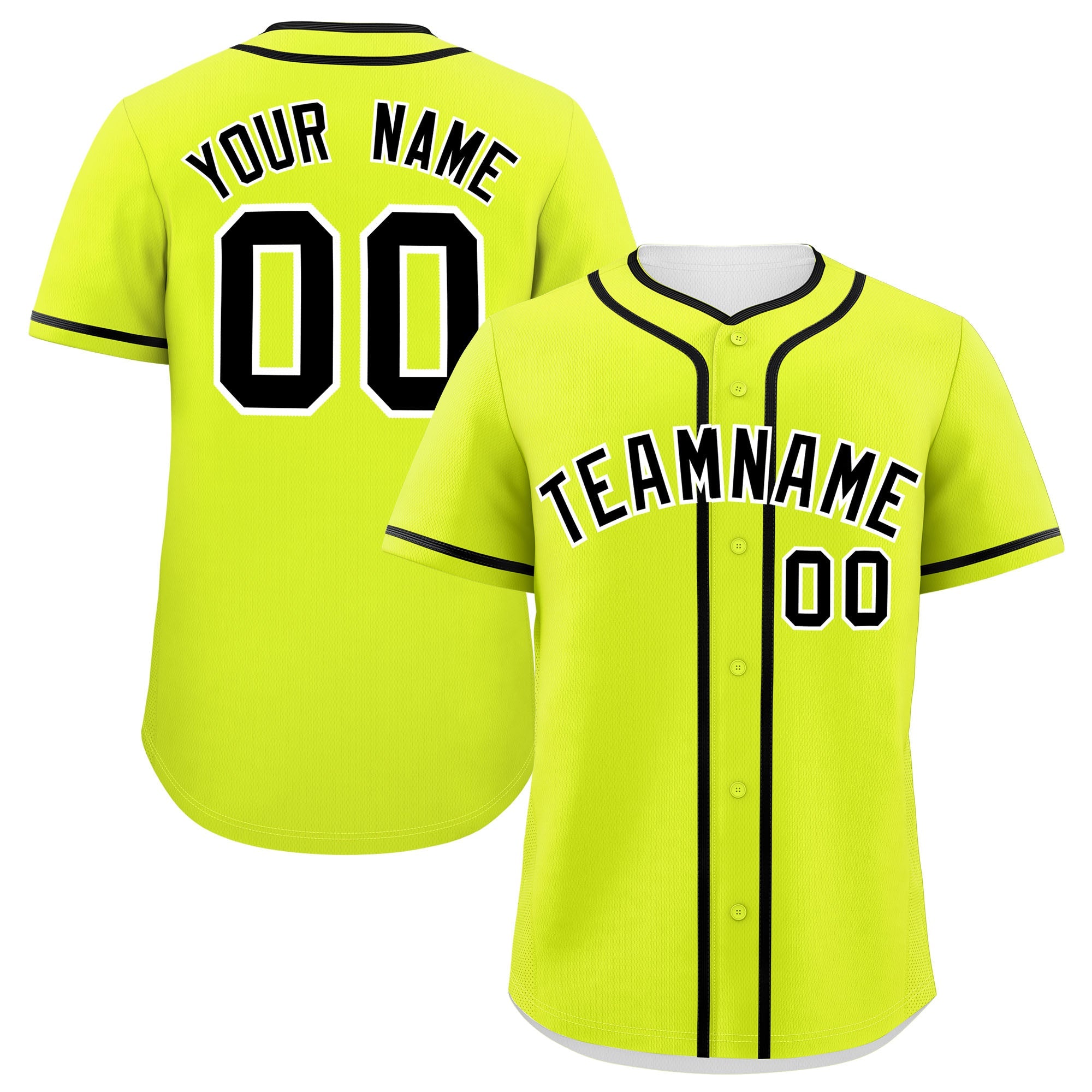 Custom Neon Green Black Personalized Classic Authentic Baseball Jersey