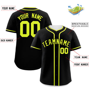 Custom Black Neon Green Personalized Classic Authentic Baseball Jersey