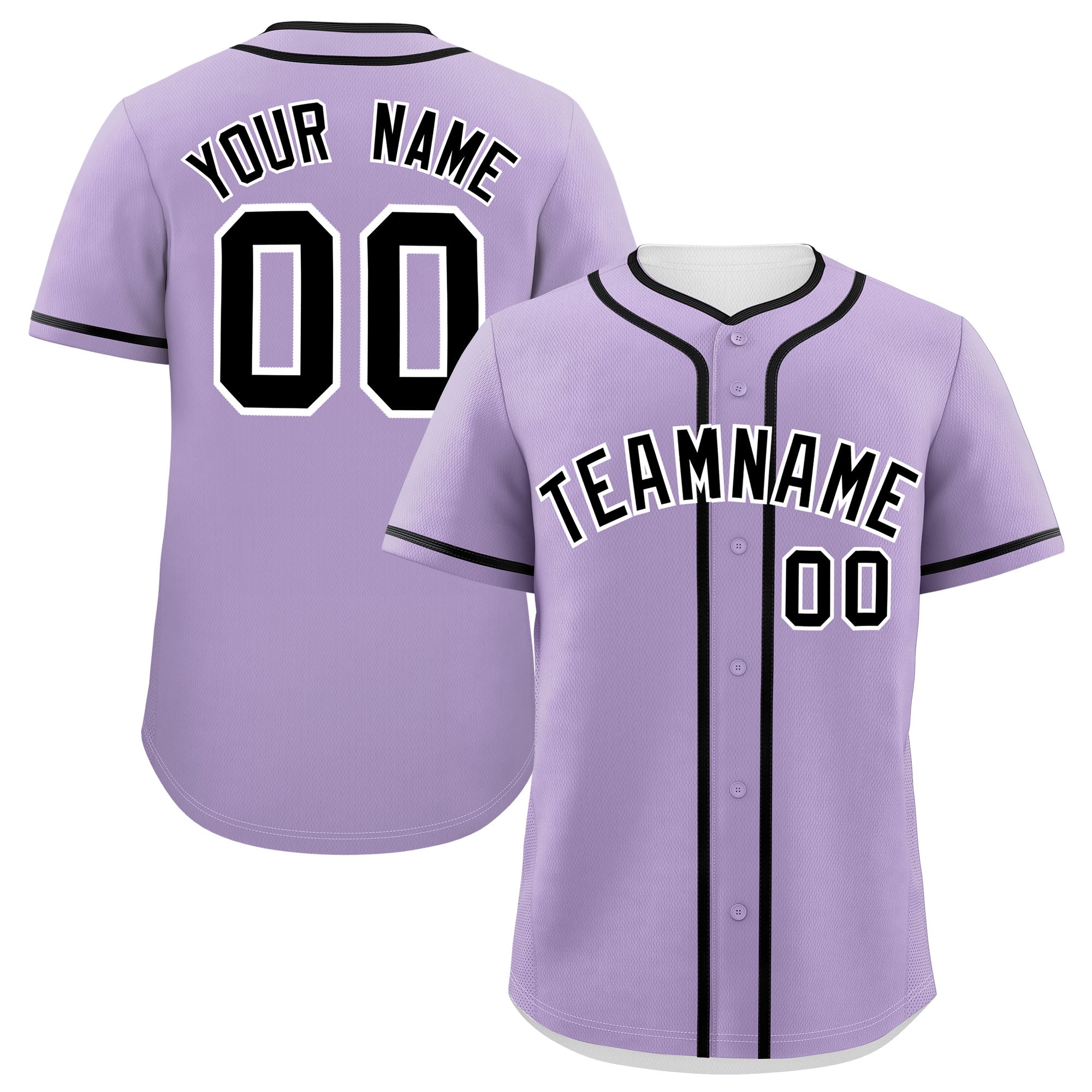 Custom Light Purple Black Personalized Classic Authentic Baseball Jersey