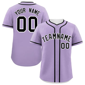 Custom Light Purple Black Personalized Classic Authentic Baseball Jersey