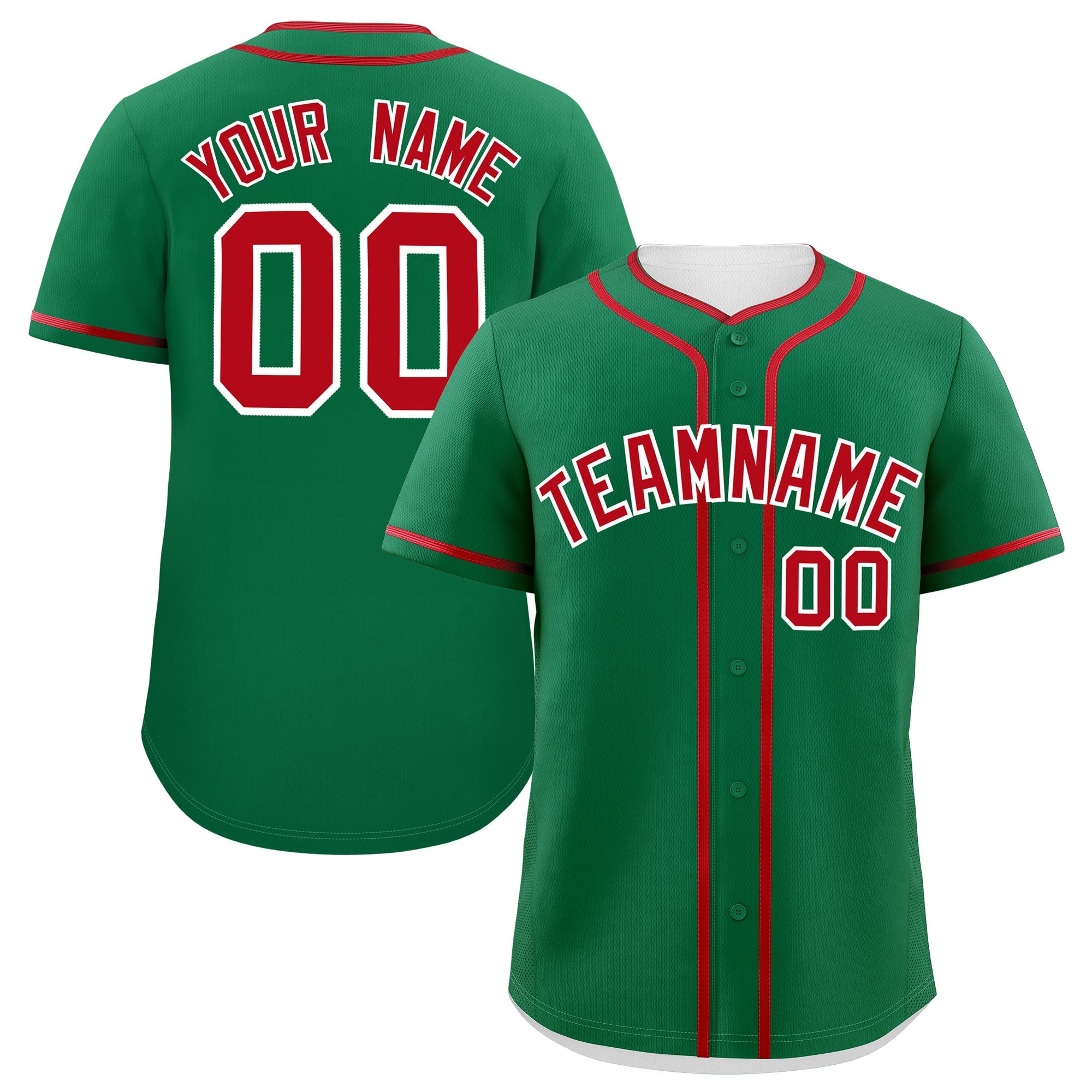 Custom Kelly Green Red Personalized Classic Authentic Baseball Jersey