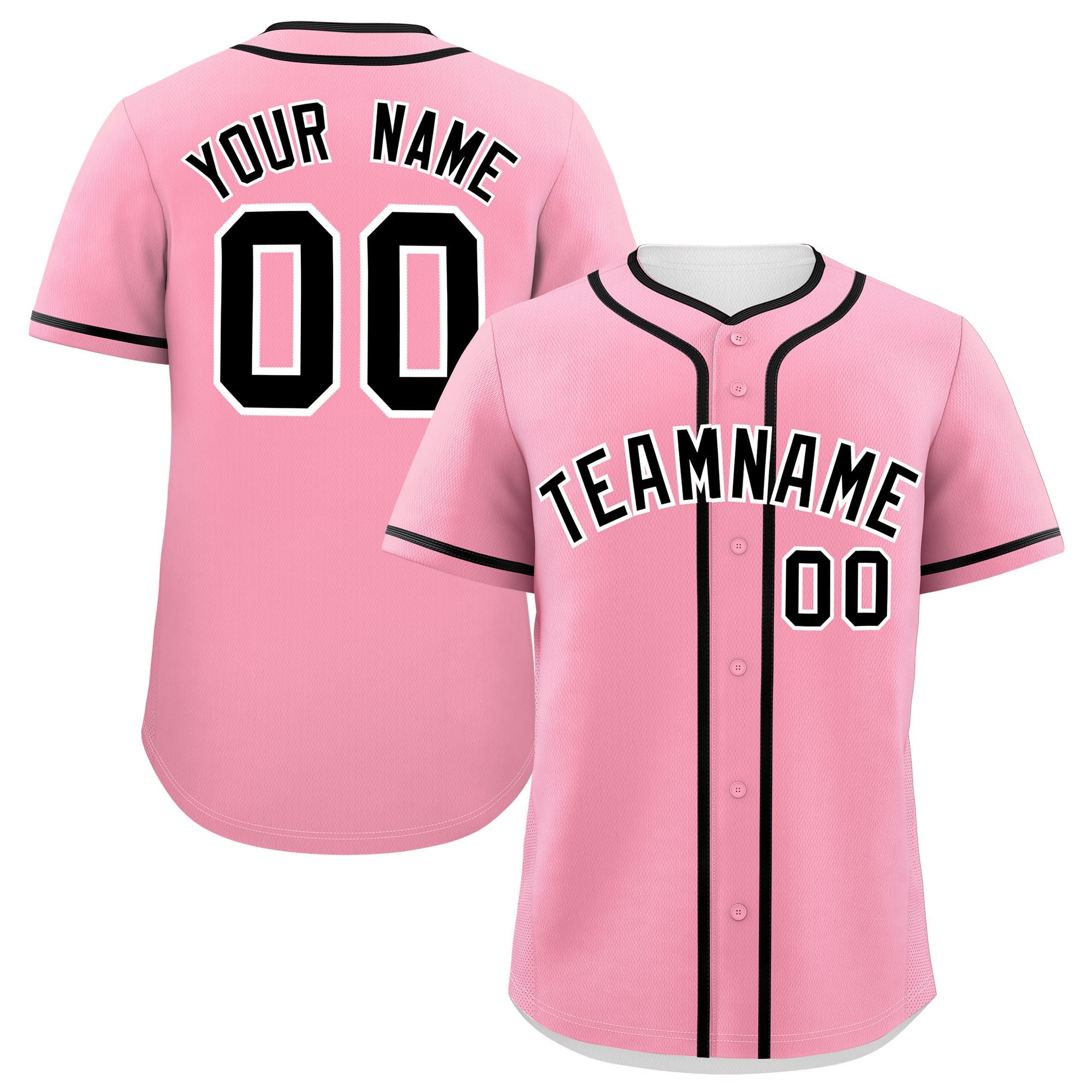 Custom Light Pink Black Personalized Classic Authentic Baseball Jersey