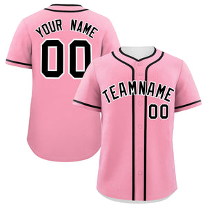 Custom Light Pink Black Personalized Classic Authentic Baseball Jersey