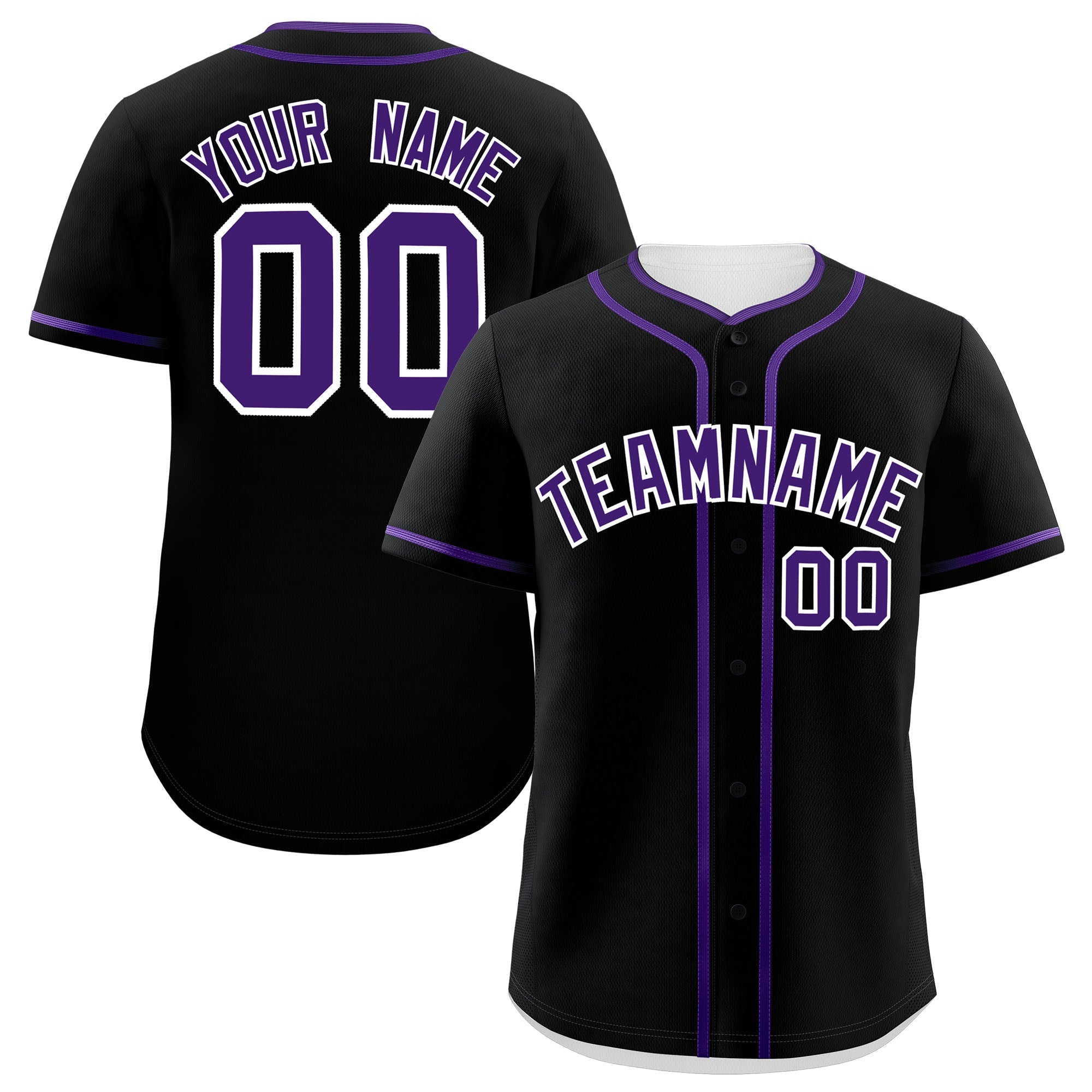 Custom Black Purple Personalized Classic Authentic Baseball Jersey