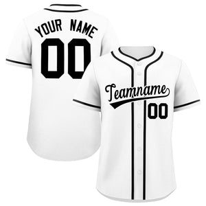 Custom White Black Personalized Classic Authentic Baseball Jersey