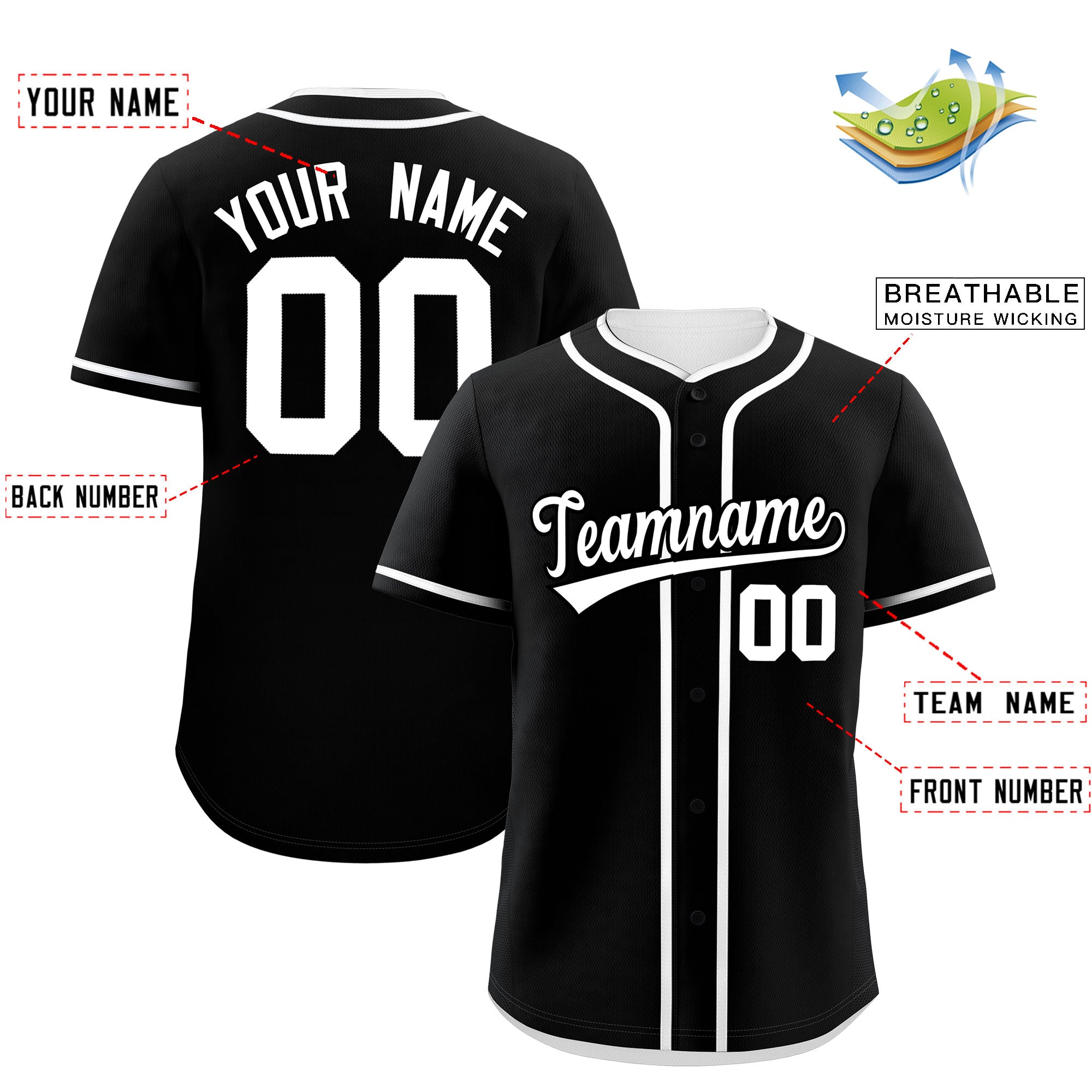 Custom Black White Personalized Classic Authentic Baseball Jersey