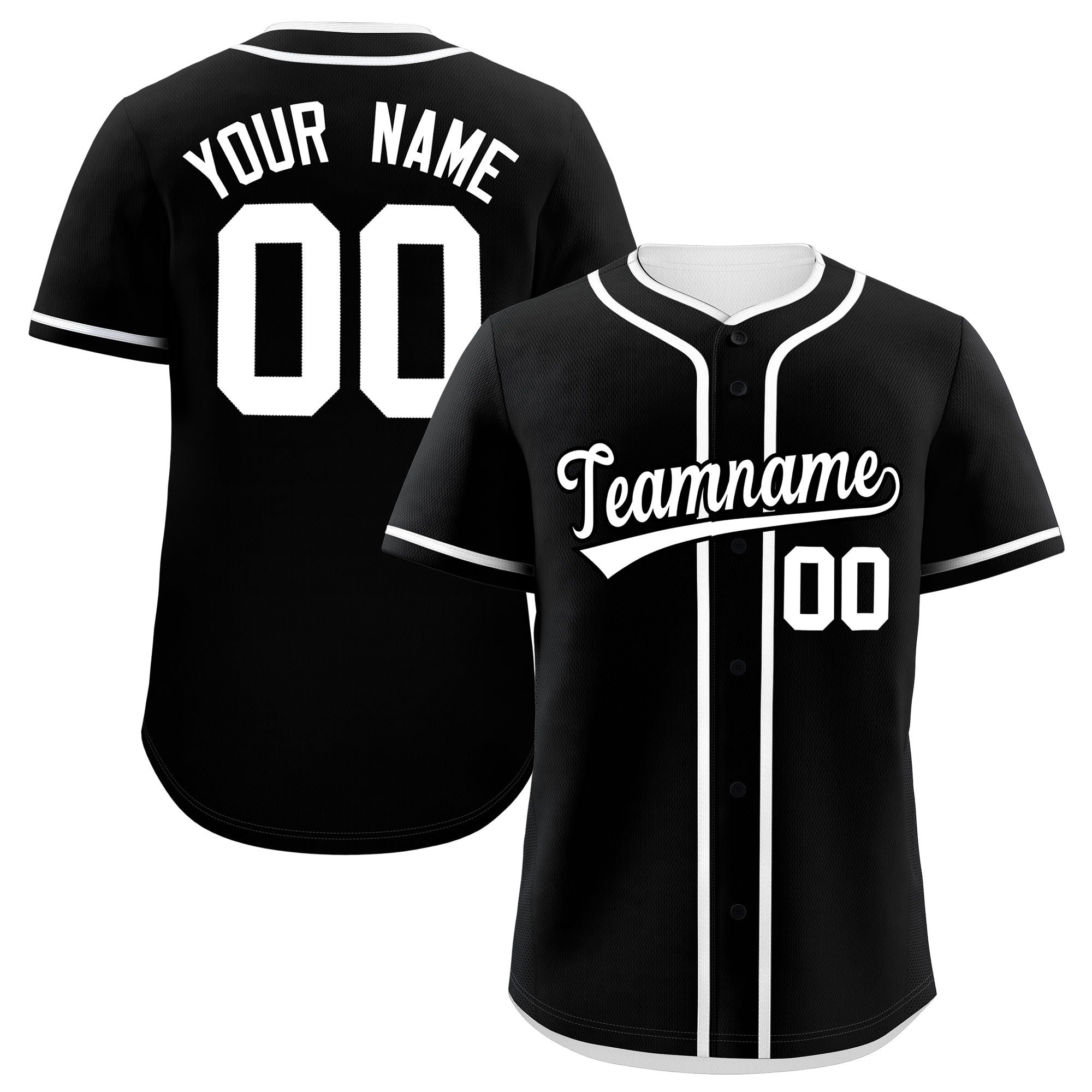 Custom Black White Personalized Classic Authentic Baseball Jersey