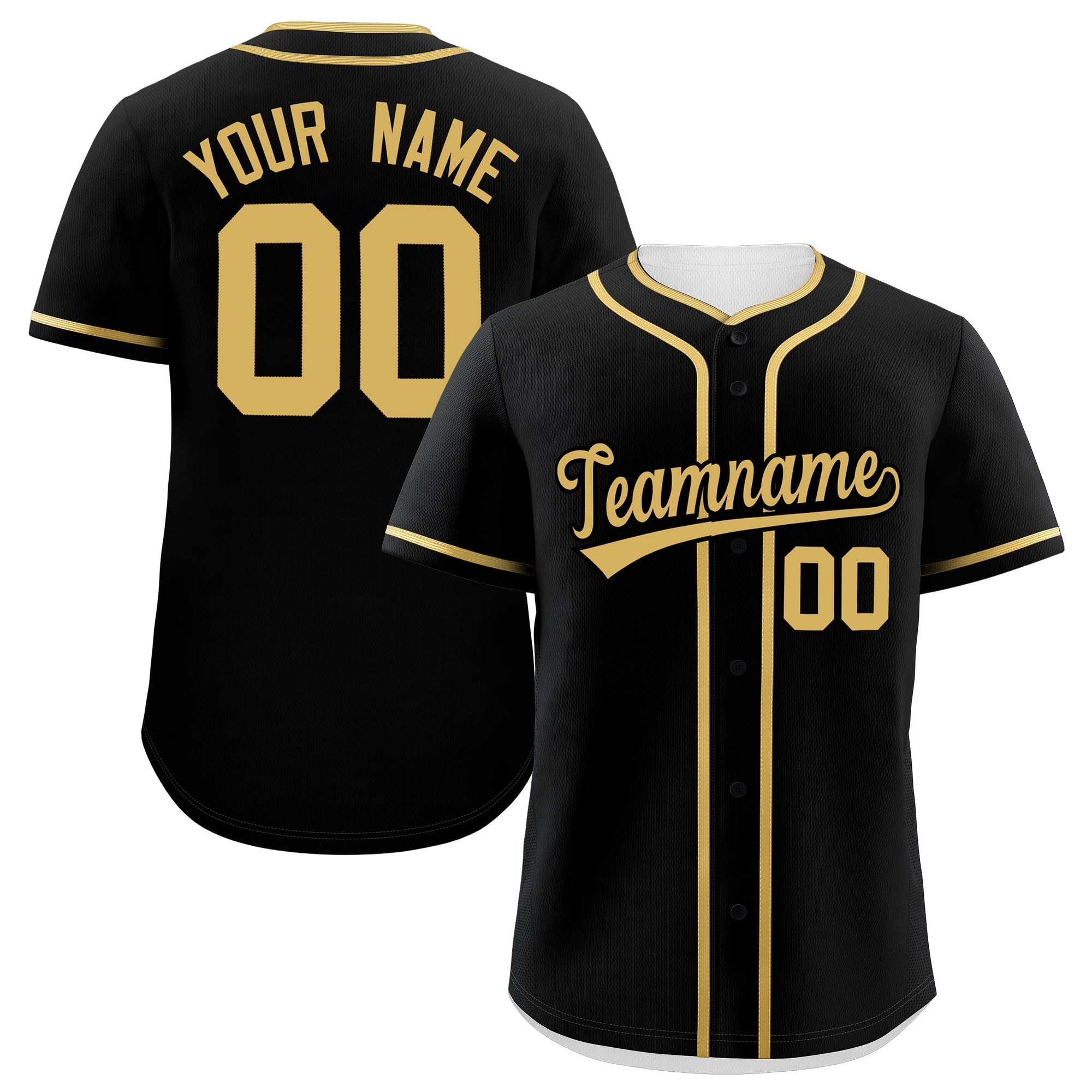 Custom Black Old Gold Personalized Classic Authentic Baseball Jersey