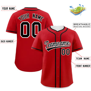 Custom Red Black Personalized Classic Authentic Baseball Jersey