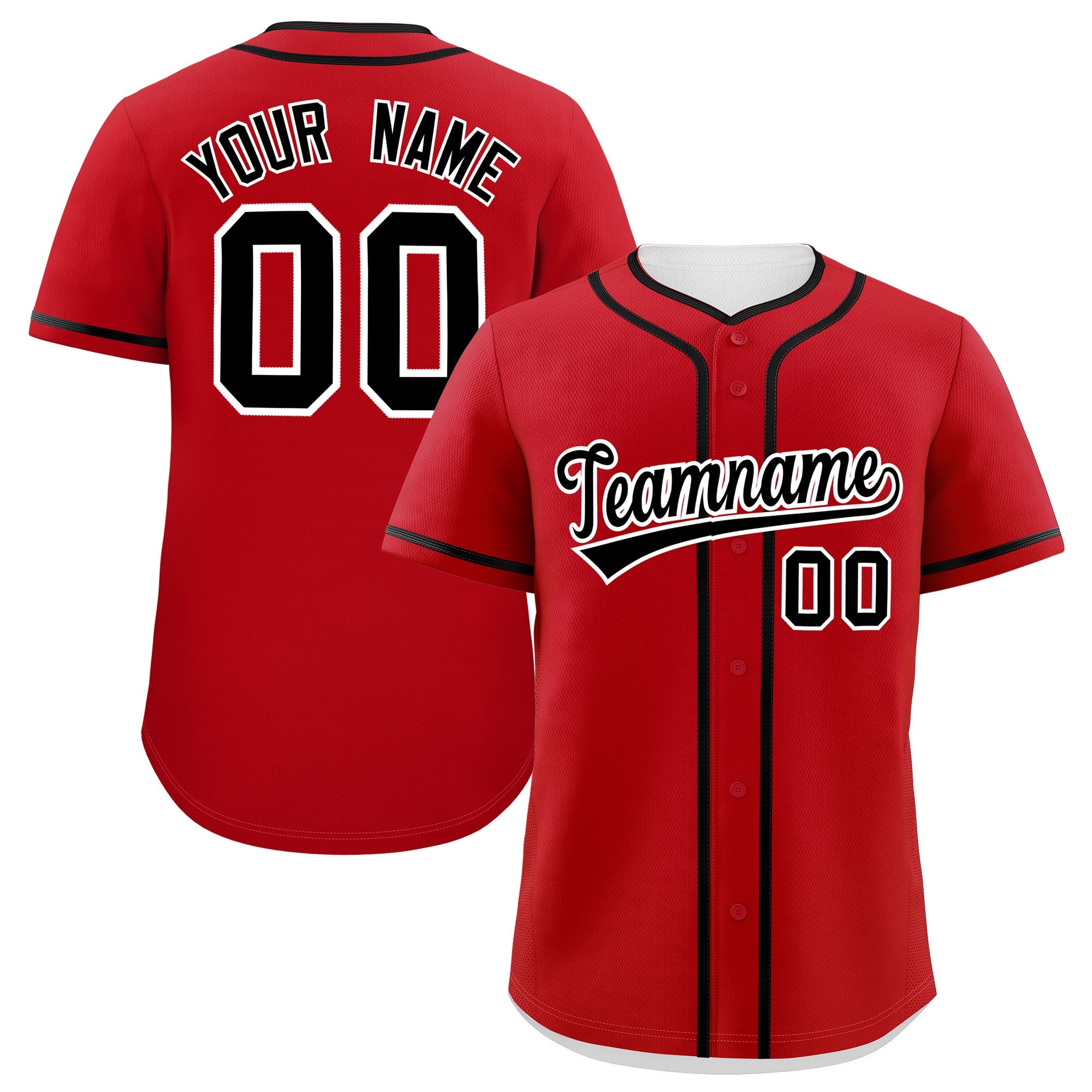 Custom Red Black Personalized Classic Authentic Baseball Jersey